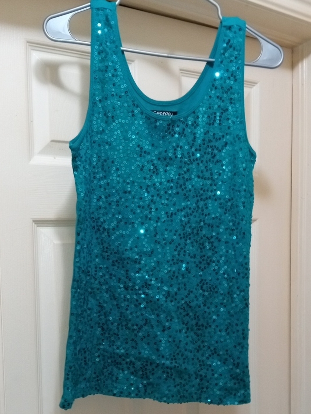 George Teal Sequin Tank Top
